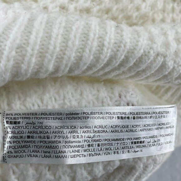 Mango MNG Sweater Women's M Off White Ribbed Trim Loose Knit Crew Neck Pullover - Picture 10 of 11